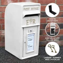 Postkasser & Brevindkast^Engelsk postkasse - hvid | Royal Mail Låst postkasse Bryllupsdekoration Dåpsdekorationer Havedekorationer Begivenheder Britisk