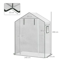 Sale Erstatningsfolie PE 140x73x190 cm, UV-beskyttelse, rulleport & sidevinduer – til drivhus/tomathus, hvid Drivhus