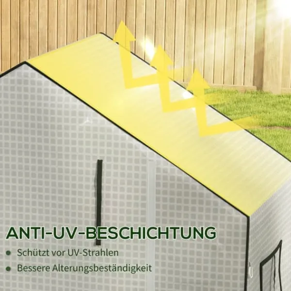 Online Erstatningsfolie PE 140x73x190 cm, UV-beskyttelse, rulleport & sidevinduer – til drivhus/tomathus, hvid Drivhus
