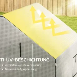 Sale Erstatningsfolie PE 140x143x190 cm, UV-beskyttelse, rulleport & sidevinduer – til drivhus/tomathus, hvid Drivhus