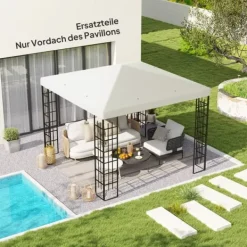 Telte & Lysthuse^Erstatningstag til pavillon 3x3 m, vandtæt, oxford 370 g/m², lysegrå