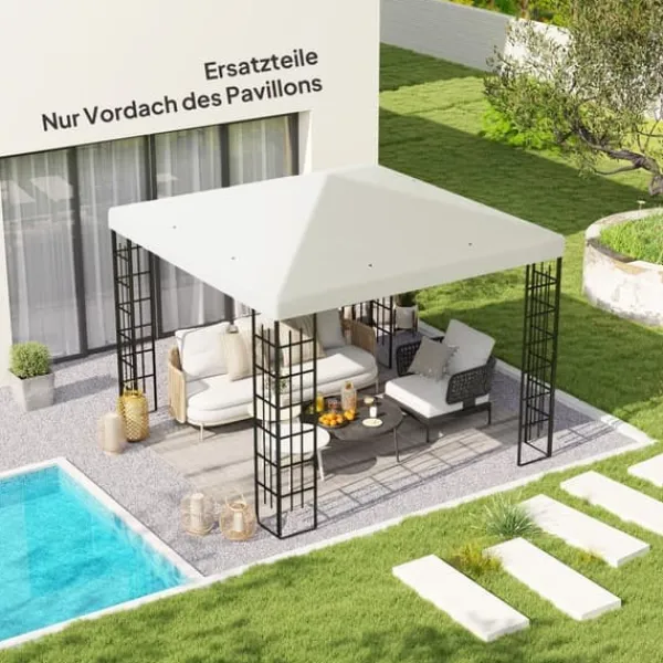 Telte & Lysthuse^Erstatningstag til pavillon 3x3 m, vandtæt, oxford 370 g/m², lysegrå
