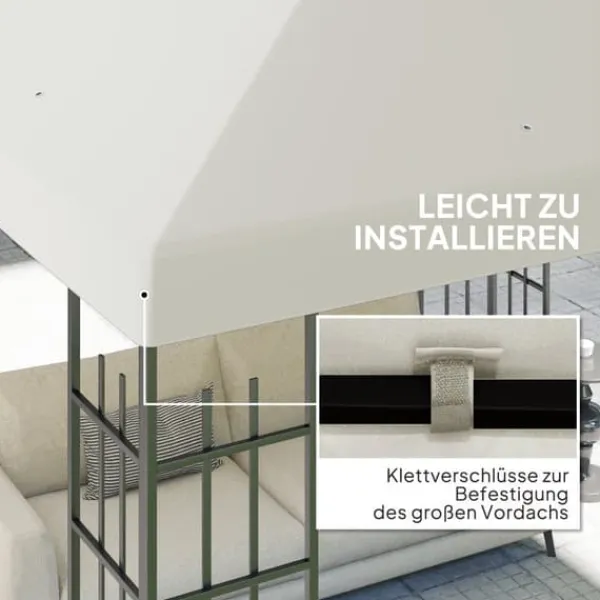 Telte & Lysthuse^Erstatningstag til pavillon 3x3 m, vandtæt, oxford 370 g/m², lysegrå