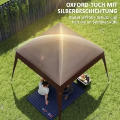 Telte & Lysthuse^Erstatningstag til pavillon 3x3 m, vandafvisende og vinterbestandigt, enkelt tag, stormfast, kaffe