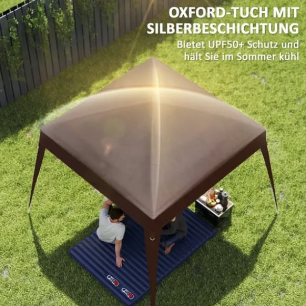 Telte & Lysthuse^Erstatningstag til pavillon 3x3 m, vandafvisende og vinterbestandigt, enkelt tag, stormfast, kaffe