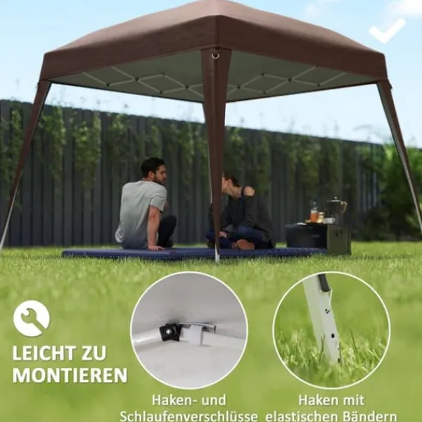 Telte & Lysthuse^Erstatningstag til pavillon 3x3 m, vandafvisende og vinterbestandigt, enkelt tag, stormfast, kaffe