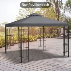 Online Erstatningstag 3x3 m til metalpavillon, vejrbestandigt polyester, mørkegrå Telte & Lysthuse