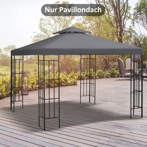 Online Erstatningstag 3x3 m til metalpavillon, vejrbestandigt polyester, mørkegrå Telte & Lysthuse