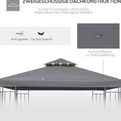 Online Erstatningstag 3x3 m til metalpavillon, vejrbestandigt polyester, mørkegrå Telte & Lysthuse