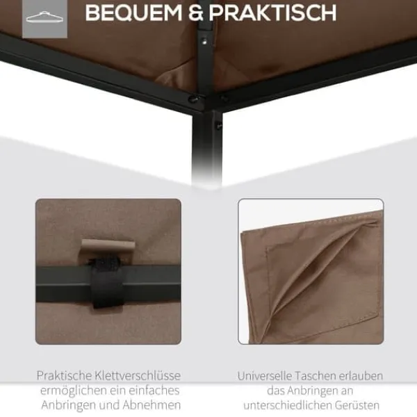 Telte & Lysthuse^Erstatningstag 2,93x2,93 m til pavillon, polyester, kaffe