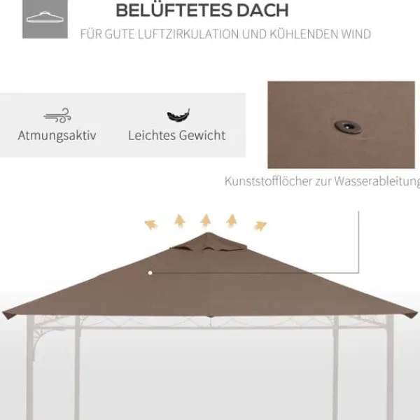 Telte & Lysthuse^Erstatningstag 2,93x2,93 m til pavillon, polyester, kaffe