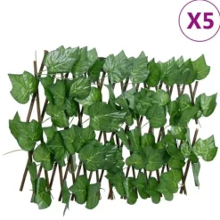 Buer, Spalier, Lysthuse Uden Tag^Espalier med kunstige vinblade - Udvideligt hegn | Størrelse: 180x20 cm | Farve: Grøn