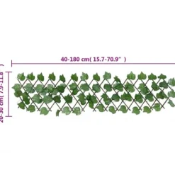 Online Espalier med kunstige vinblade - Udvideligt & robust | Farve: Grøn | Størrelse: 180x20 cm Buer, Spalier, Lysthuse Uden Tag
