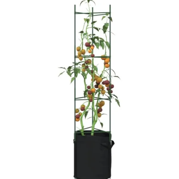 New Espalierer med planteposer - Justerbare tomatstativer | Størrelse: 154 cm | Materiale: Stål og PP | Antal: 6 stk. Krukker & Plantebeholdere