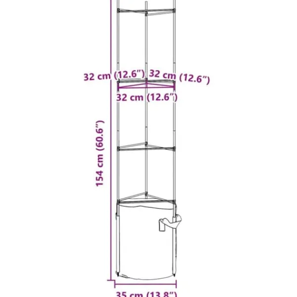 New Espalierer med planteposer - Justerbare tomatstativer | Størrelse: 154 cm | Materiale: Stål og PP | Antal: 6 stk. Krukker & Plantebeholdere