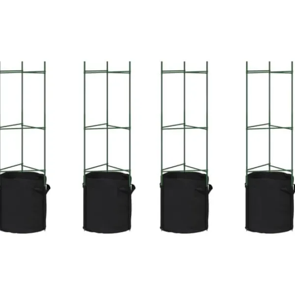 Clearance Espalierer med planteposer 4 stk - Justerbare tomatstativ i stål | Højde: 116 cm Kit Til Plante- & Urtedyrkning