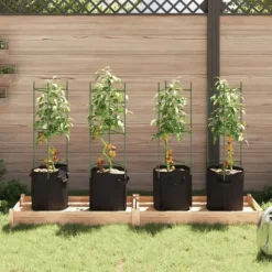 Clearance Espalierer med planteposer 4 stk - Justerbare tomatstativ i stål | Højde: 116 cm Kit Til Plante- & Urtedyrkning