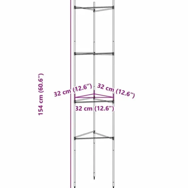 Hot Espalierer til tomater - Justerbare stålstøtter, 6 stk. | Højde: 154 cm | Materiale: PP Krukker & Plantebeholdere