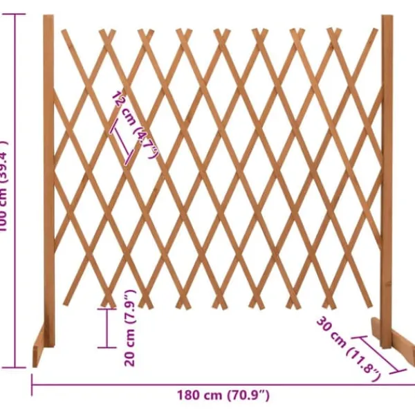Buer, Spalier, Lysthuse Uden Tag^Espalierhegn til haven - Massivt fyrretræ | Størrelse: 180x100 cm | Farve: Orange
