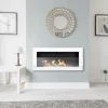 Pejse^Ethanol Bio pejs med glas Bio pejs Hængende Bio Ethanol Bio pejs 90 cm x 40 cm x 12 cm Hvid Glans Miljøvenlig Bio pejs