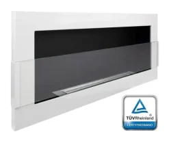 Pejse^Ethanol Bio pejs med glas Bio pejs Hængende Bio Ethanol Bio pejs 90 cm x 40 cm x 12 cm Hvid Glans Miljøvenlig Bio pejs