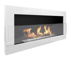 Pejse^Ethanol Bio pejs med glas Bio pejs Hængende Bio Ethanol Bio pejs 90 cm x 40 cm x 12 cm Hvid Glans Miljøvenlig Bio pejs