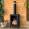 Pejse^Ethanol pejs / biopejs / fritliggende biopejs i mat sort farve 44 cm x 136 cm x 31 cm KOZEN