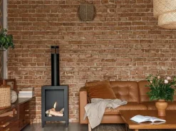 Pejse^Ethanol pejs / biopejs / fritliggende biopejs i mat sort farve 44 cm x 136 cm x 31 cm KOZEN