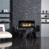 Pejse^Ethanol pejs Bio-pejs Hængende pejs sort skinnende med glas Bioethanolbrænder 90 cm x 40 cm x 12 cm Miljøvenlig pejs