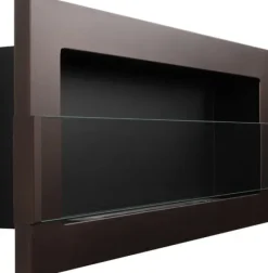 Brændeovne^Ethanol pejs Biopejse Hængende pejs brun med glas med bioethanolbrænder 90 cm x 40 cm x 12 cm Miljøvenlig pejs