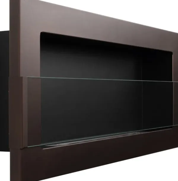 Brændeovne^Ethanol pejs Biopejse Hængende pejs brun med glas med bioethanolbrænder 90 cm x 40 cm x 12 cm Miljøvenlig pejs