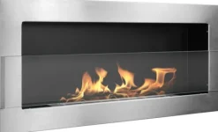 Ethanol pejs med glas pejse Bio-pejs hængende bio pejs Bioethanol brænder 90 cm x 40 cm x 12 cm INOX økologisk pejs Pejse