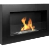 Pejse^Ethanol pejs med glas pejse Bio pejs hængende bio pejs Bioethanol brænder 65 cm x 40 cm x 12 cm BOX Mat sort økologisk pejs