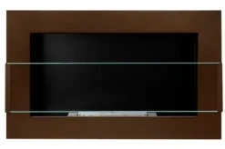 Pejse^Ethanol pejs Pejs Bio-pejs Vægmonteret biopejs Bioethanolbrænder 65 x 40 x 12 cm brun mat med glas Miljøvenlig pejs