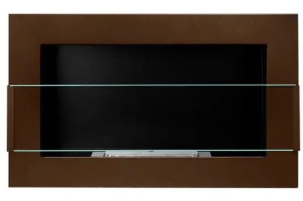 Pejse^Ethanol pejs Pejs Bio-pejs Vægmonteret biopejs Bioethanolbrænder 65 x 40 x 12 cm brun mat med glas Miljøvenlig pejs