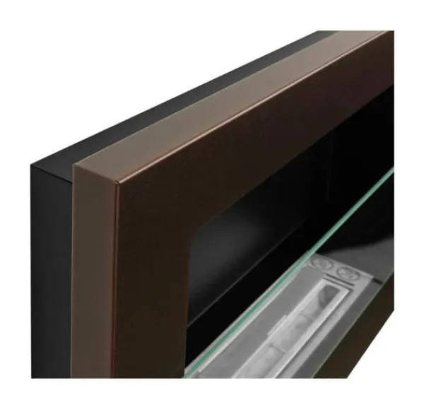 Pejse^Ethanol pejs Pejs Bio-pejs Vægmonteret biopejs Bioethanolbrænder 65 x 40 x 12 cm brun mat med glas Miljøvenlig pejs