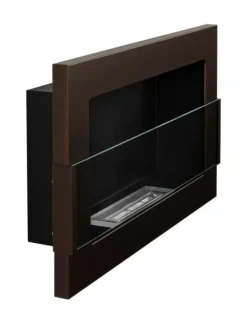 Pejse^Ethanol pejs Pejs Bio-pejs Vægmonteret biopejs Bioethanolbrænder 65 x 40 x 12 cm brun mat med glas Miljøvenlig pejs