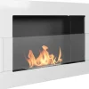 Pejse^Ethanol pejs Pejs Biopejs Vægmonteret bioethanol pejs Bioethanolbrænder 65 x 40 x 12 cm hvid blank med glas økologisk pejs