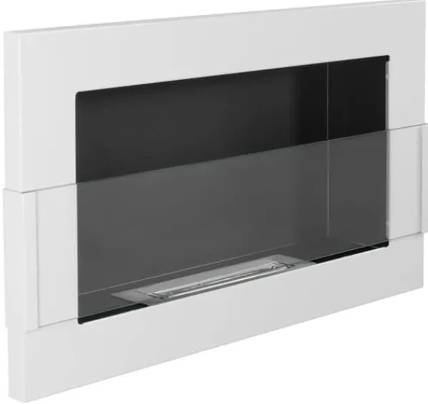Pejse^Ethanol pejs Pejs Biopejs Vægmonteret bioethanol pejs Bioethanolbrænder 65 x 40 x 12 cm hvid blank med glas økologisk pejs