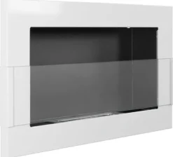 Pejse^Ethanol pejs Pejs Biopejs Vægmonteret bioethanol pejs Bioethanolbrænder 65 x 40 x 12 cm hvid blank med glas økologisk pejs