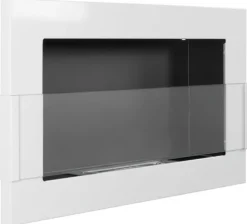 Pejse^Ethanol pejs Pejs Biopejs Vægmonteret bioethanol pejs Bioethanolbrænder 65 x 40 x 12 cm hvid blank med glas økologisk pejs