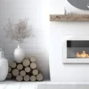Pejse^Ethanol pejs Pejs Bio-pejs Vægmonteret biopejs Bioethanolbrænder 65 x 40 x 12 cm hvid blank med glas økologisk pejs