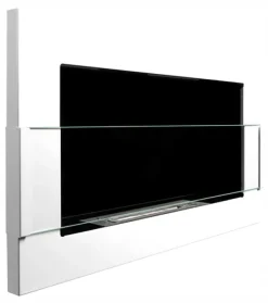 Pejse^Ethanol pejs Pejs Bio-pejs Vægmonteret biopejs Bioethanolbrænder 65 x 40 x 12 cm hvid blank med glas økologisk pejs