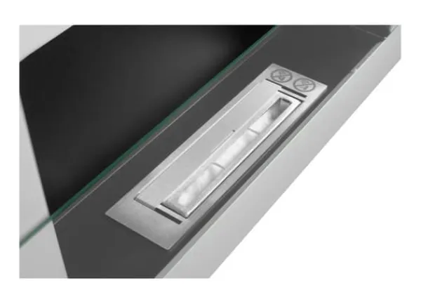 Pejse^Ethanol pejs Pejs Bio-pejs Vægmonteret biopejs Bioethanolbrænder 65 x 40 x 12 cm hvid blank med glas økologisk pejs