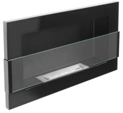 Hot Ethanol pejs Pejs Biopejs Vægmonteret bioethanol pejs Bioethanolbrænder 65 x 40 x 12 cm blank sort med glas Pejse