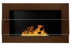 Best Ethanol pejs Pejs Bio-pejs Vægmonteret biopejs Bioethanolbrænder 65 x 40 x 12 cm brun mat med glas Miljøvenlig pejs Pejse