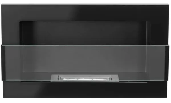 Clearance Ethanol pejs Pejs Biopejs Vægmonteret bioethanol pejs Bioethanolbrænder 65 x 40 x 12 cm blank sort med glas Pejse
