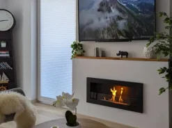 Pejse^Ethanol pejse pejse Bio-pejs hængende biopejs Bioethanol brænder SLIM 90 cm x 40 cm x 12 cm Mat sort økologisk pejs