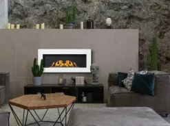 Discount Ethanol pejse Pejse Bio-pejs Hængende Bio pejs Bioethanol Brænder BOX 90 cm x 40 cm x 12 cm Mat hvid økologisk pejs Pejse