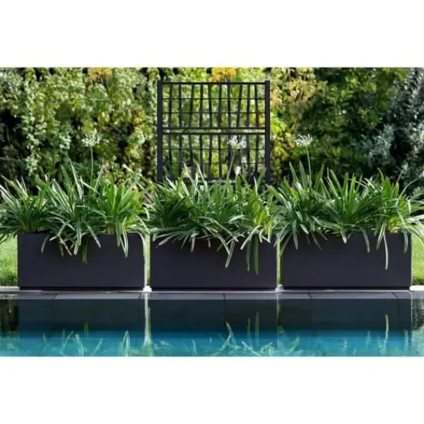 Clearance Ethica rektangulär blomlåda 80 cm med grafitspaljé Krukker & Plantebeholdere